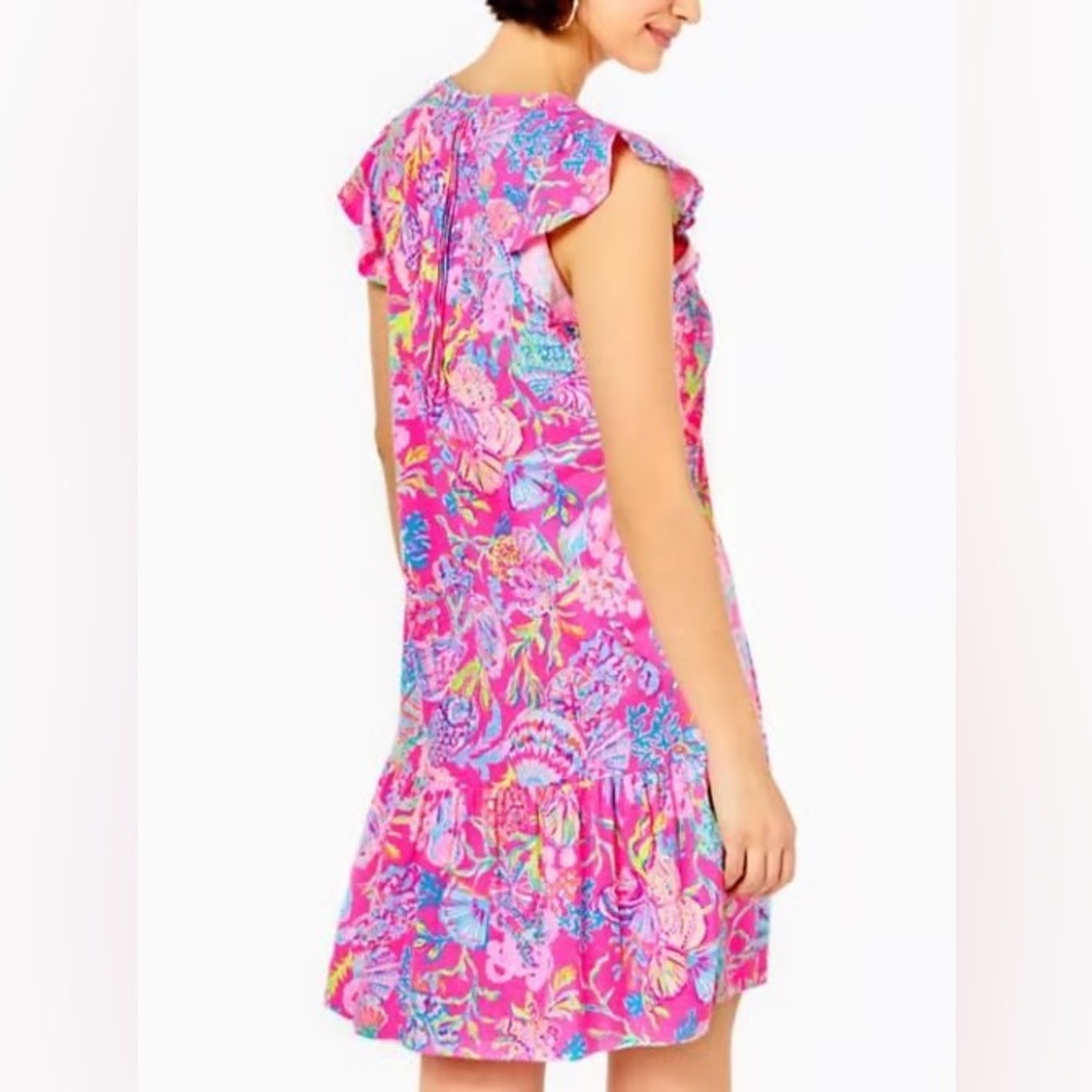 Lilly Pulitzer Golda Flutter Sleeve Dress XS Shell Me Something Good - Picture 3 of 5